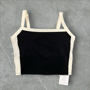 L Space Top Women Medium Black Ivory Sidelines Top Tank Sports Brand NWT